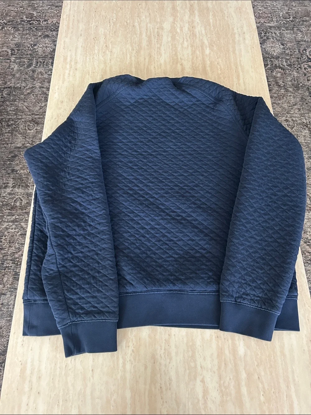 L.L. Bean Men’s Quilted Navy Crewneck Sweater